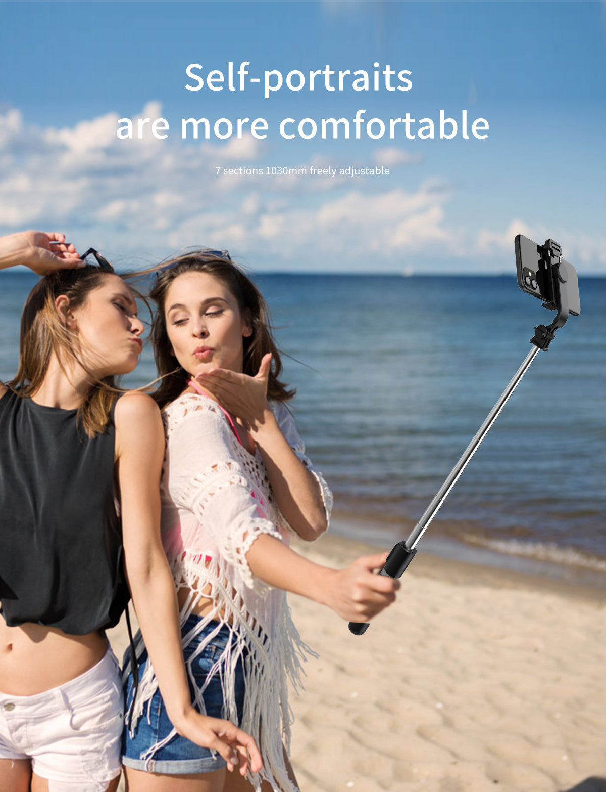 Stick selfie extensibil pentru telefon mobil de 40