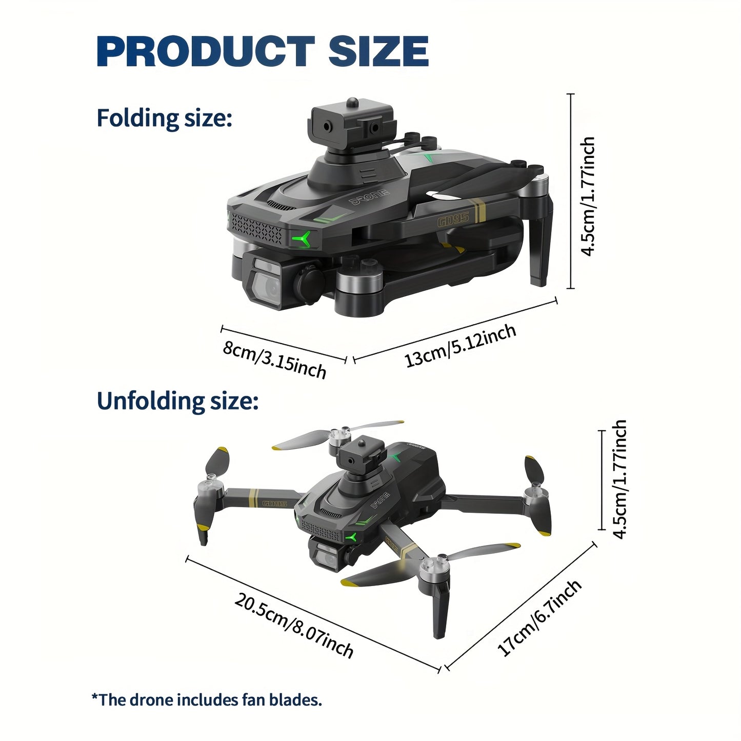 Drona Quadcopter GD95, Drona Pliabilă, Drona cu Cameră 480P, cu Selfie