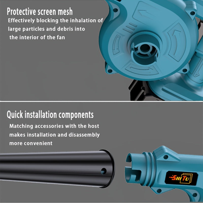Suflantă de frunze portabilă electrică fără fir, fără perii, cu duză extinsă și mâner ergonomic antiderapant, care dispersează eficient frunzele căzute și zăpada pe curți, peluze, grădini, alei, terase și ve