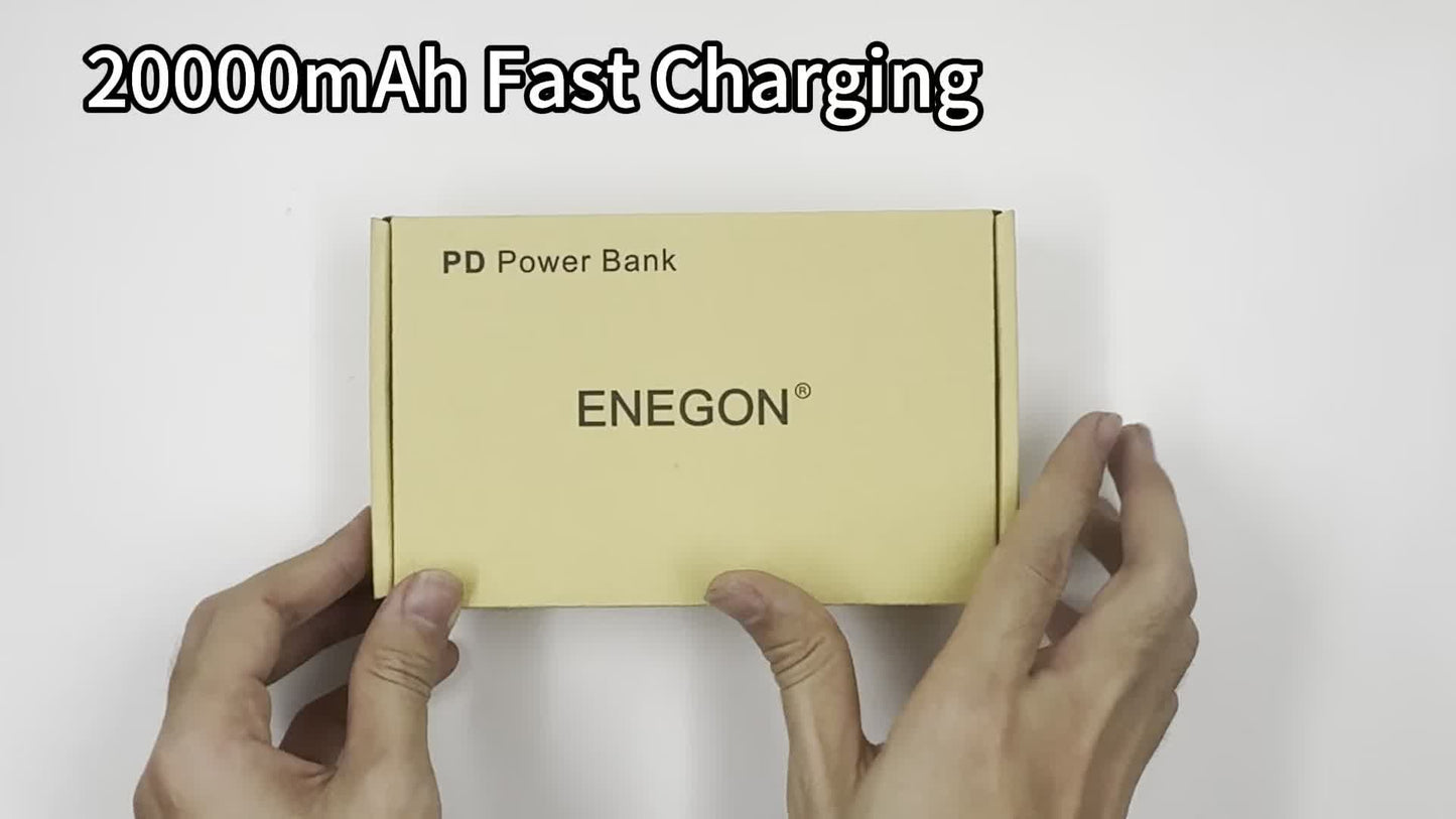 Baterie externă ENEGON 20000mAh de mare capacitate cu încărcare rapidă PD de 22,5W, intrări USB-C/USB-A/Micro, afișaj digital LED