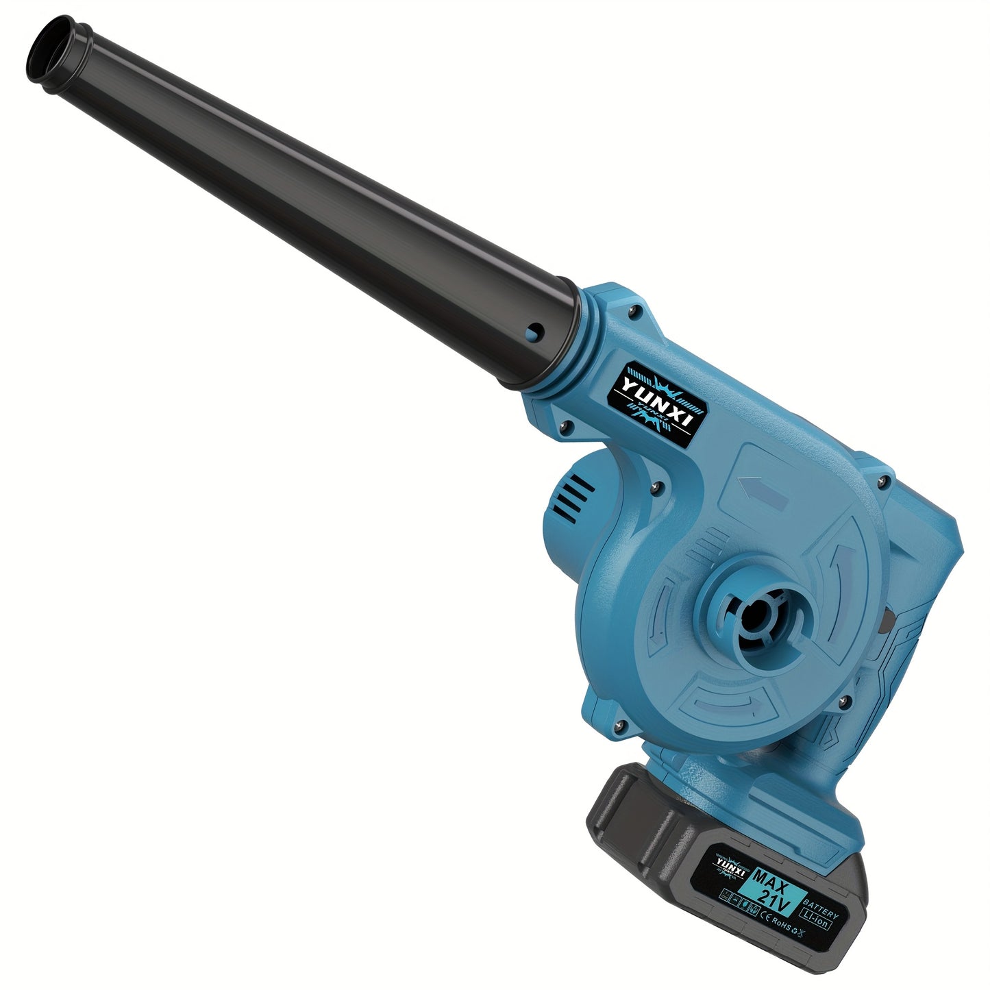 Suflantă de frunze portabilă electrică fără fir, fără perii, cu duză extinsă și mâner ergonomic antiderapant, care dispersează eficient frunzele căzute și zăpada pe curți, peluze, grădini, alei, terase și ve