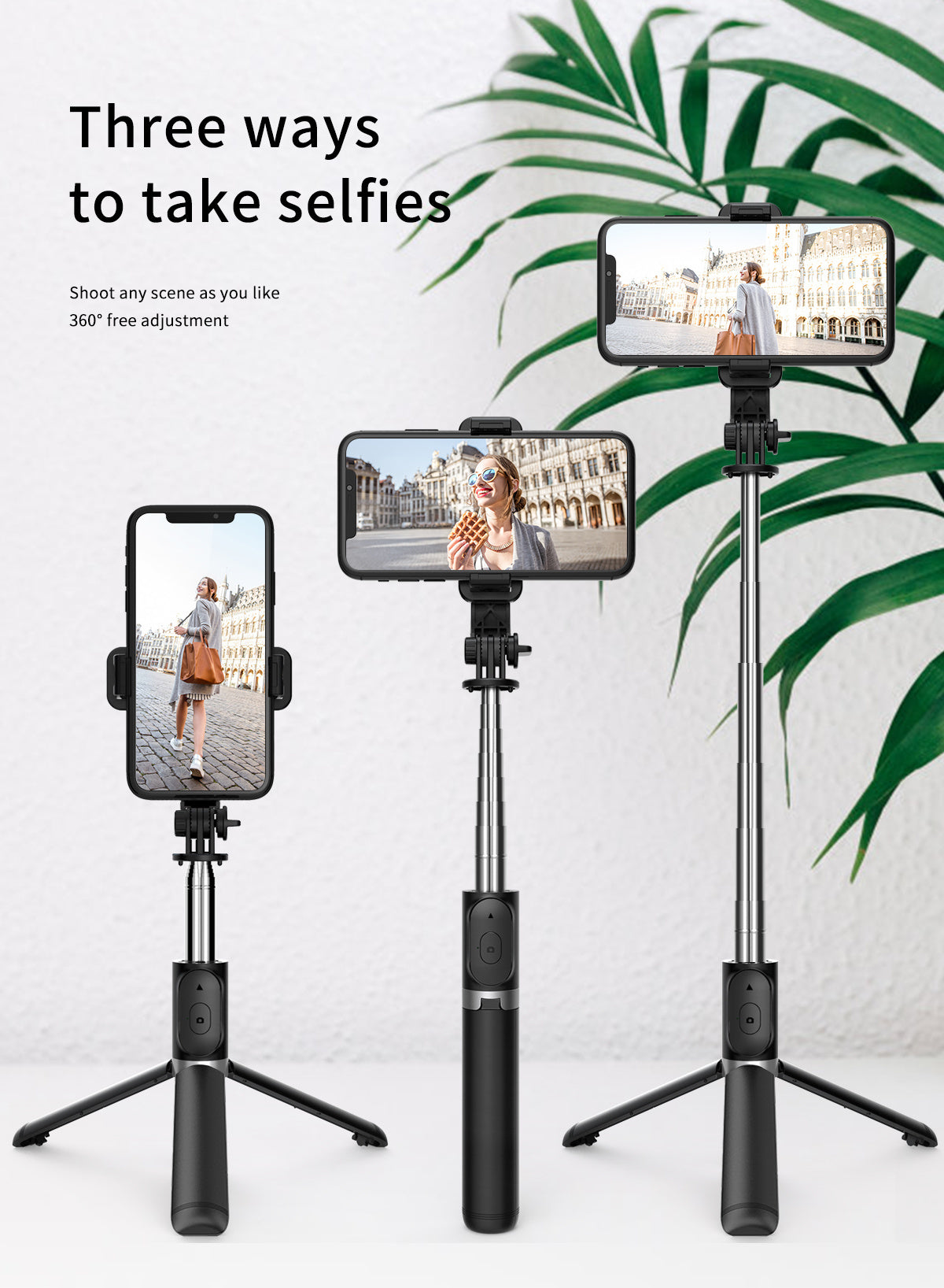Stick selfie extensibil pentru telefon mobil de 40