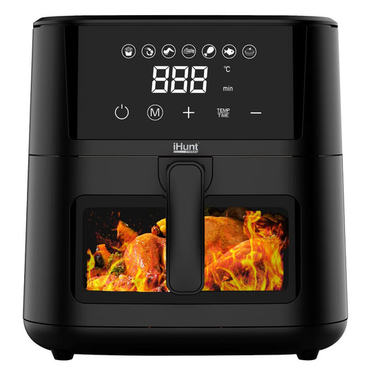 Fripteuză cu aer cald Ihunt Bro Air Fryer Ultra 4.2L, 1200W, temporizator 60 de minute, termostat reglabil 80-200°C, fereastră vizuală, indicator, oprire automată, protecție la supraîncălzire, oțel inoxidabil, 33 x 24