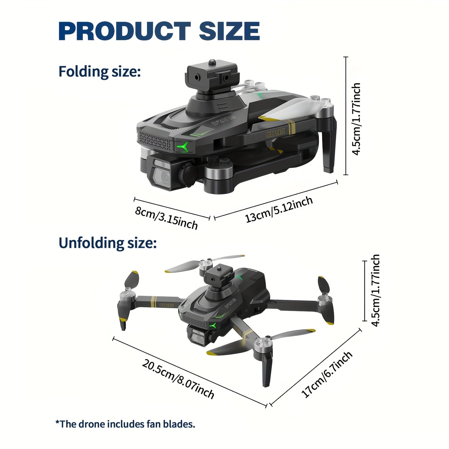 Drona Quadcopter GD95, Drona Pliabilă, Drona cu Cameră 480P, cu Selfie