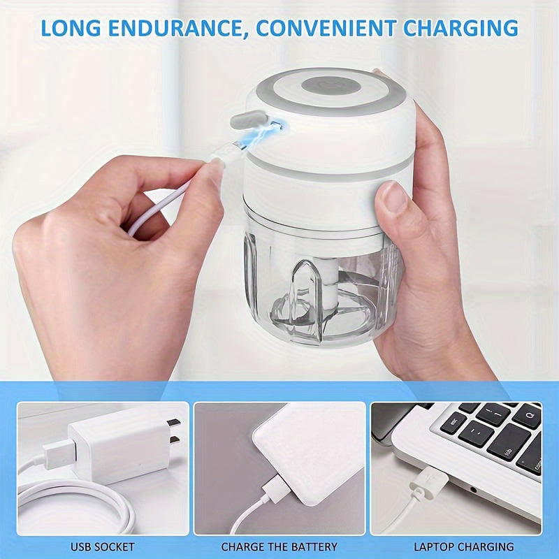 Robot de bucătărie și blender portabil alimentat prin USB cu lame din oțel inoxidabil