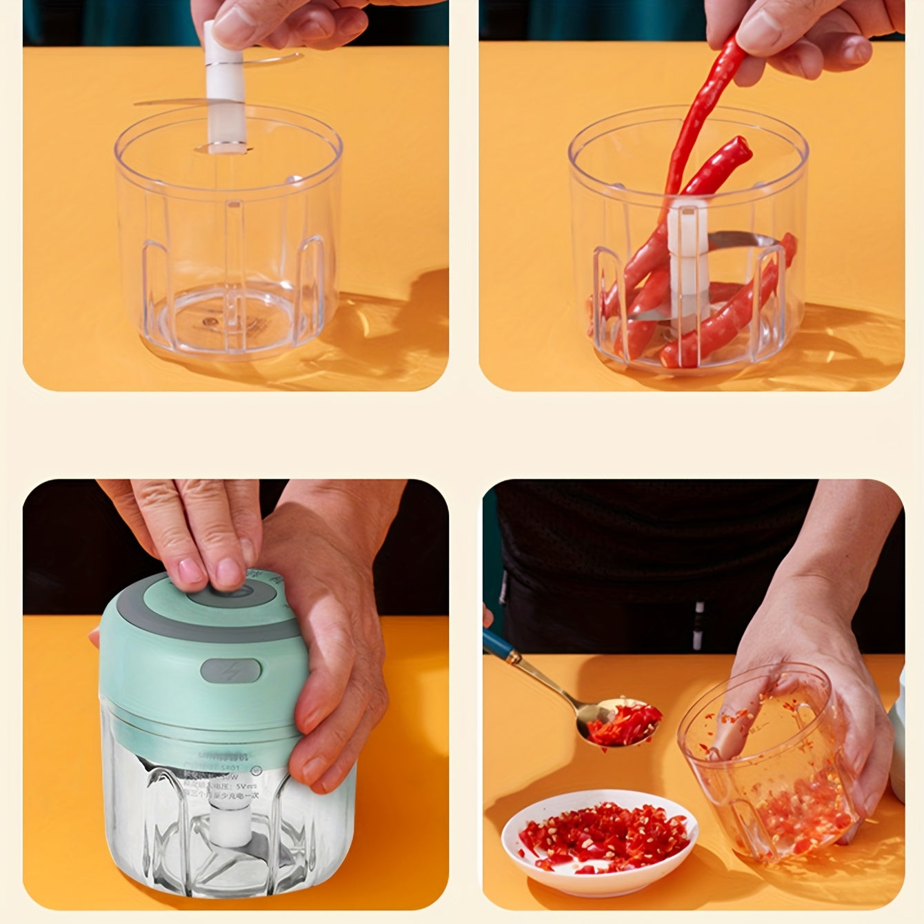 Robot de bucătărie și blender portabil alimentat prin USB cu lame din oțel inoxidabil