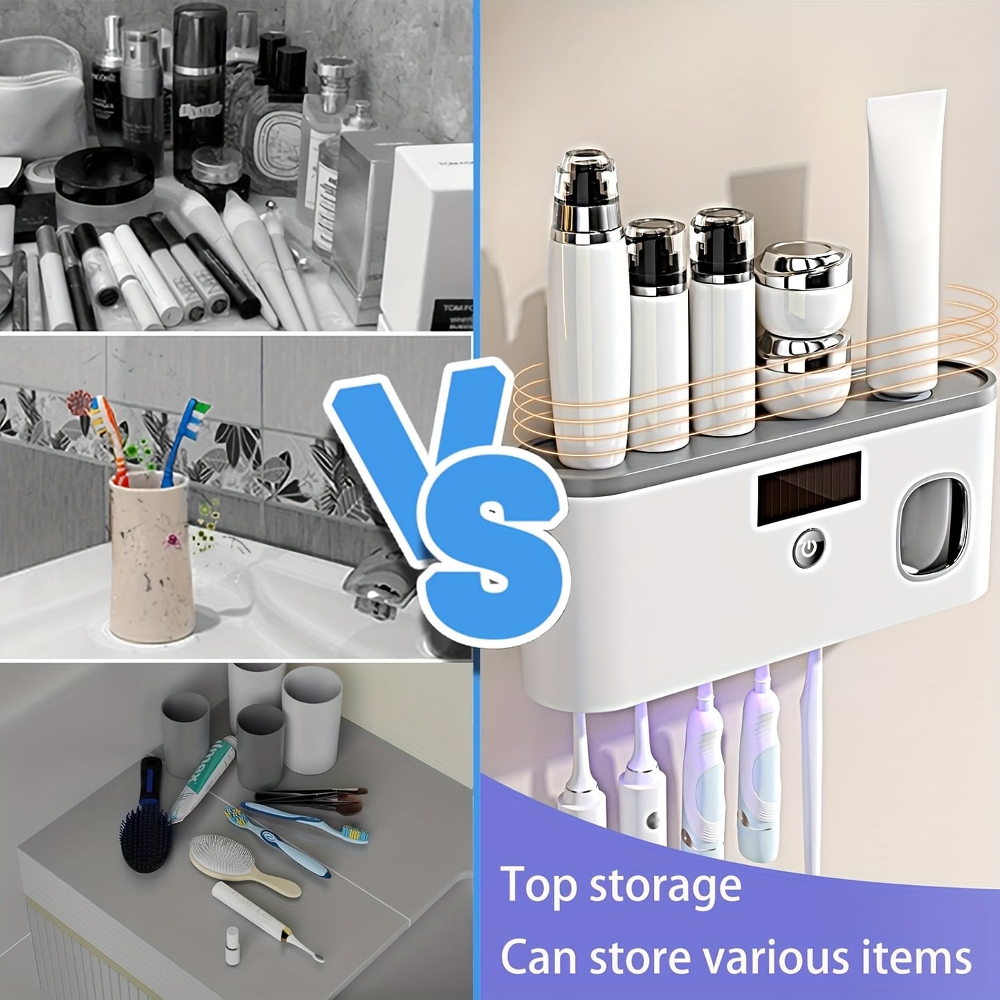 Suport inteligent pentru periuță de dinți cu dozator automat de pastă de dinți