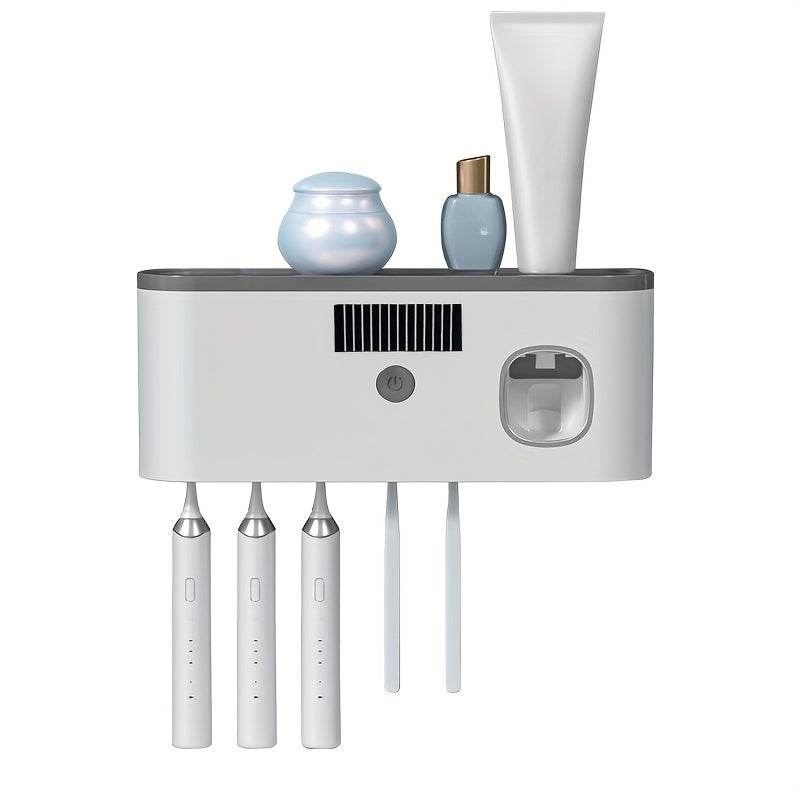 Suport inteligent pentru periuță de dinți cu dozator automat de pastă de dinți