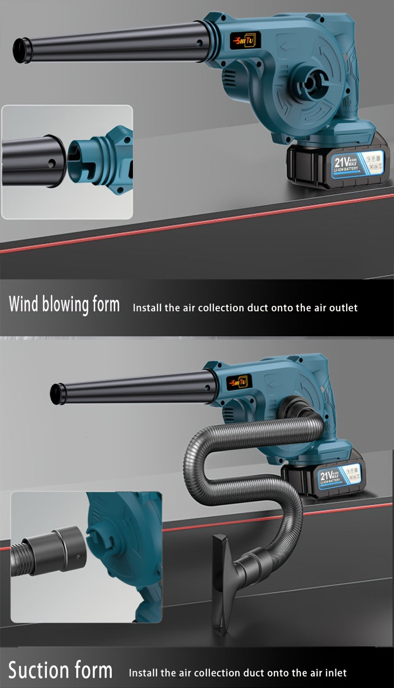 Suflantă de frunze portabilă electrică fără fir, fără perii, cu duză extinsă și mâner ergonomic antiderapant, care dispersează eficient frunzele căzute și zăpada pe curți, peluze, grădini, alei, terase și ve