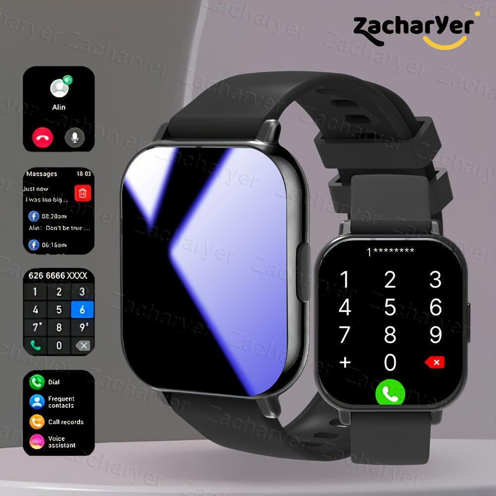 Ceas inteligent ZACHARYER cu ecran HD de 4,65 cm, apeluri wireless, moduri sport, reîncărcabil prin USB, compatibil cu iPhone/Android