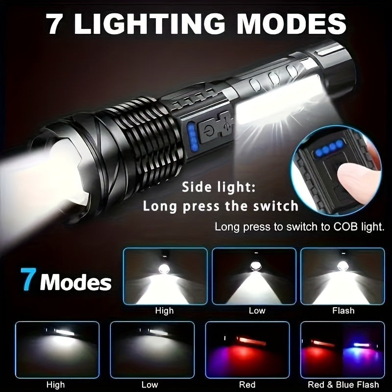 Set 2 lanterne LED portabile cu încărcare USB, XP50 de mare putere, 350 lumeni, 1200mAh