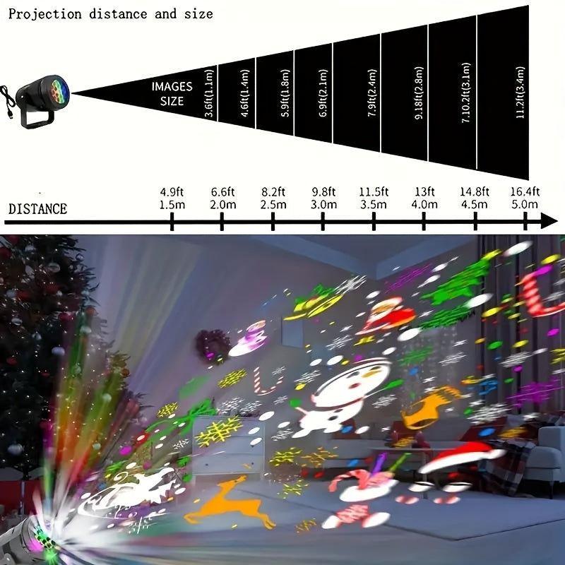Proiector de Crăciun alimentat prin USB cu 16 modele
