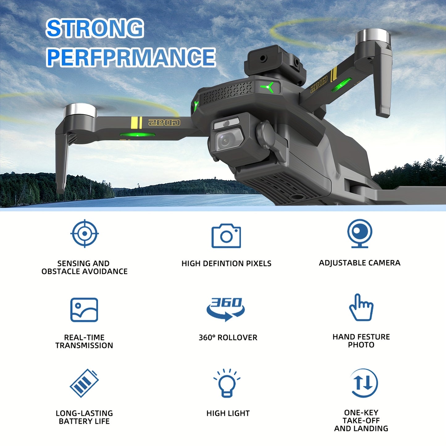 Drona Quadcopter GD95, Drona Pliabilă, Drona cu Cameră 480P, cu Selfie