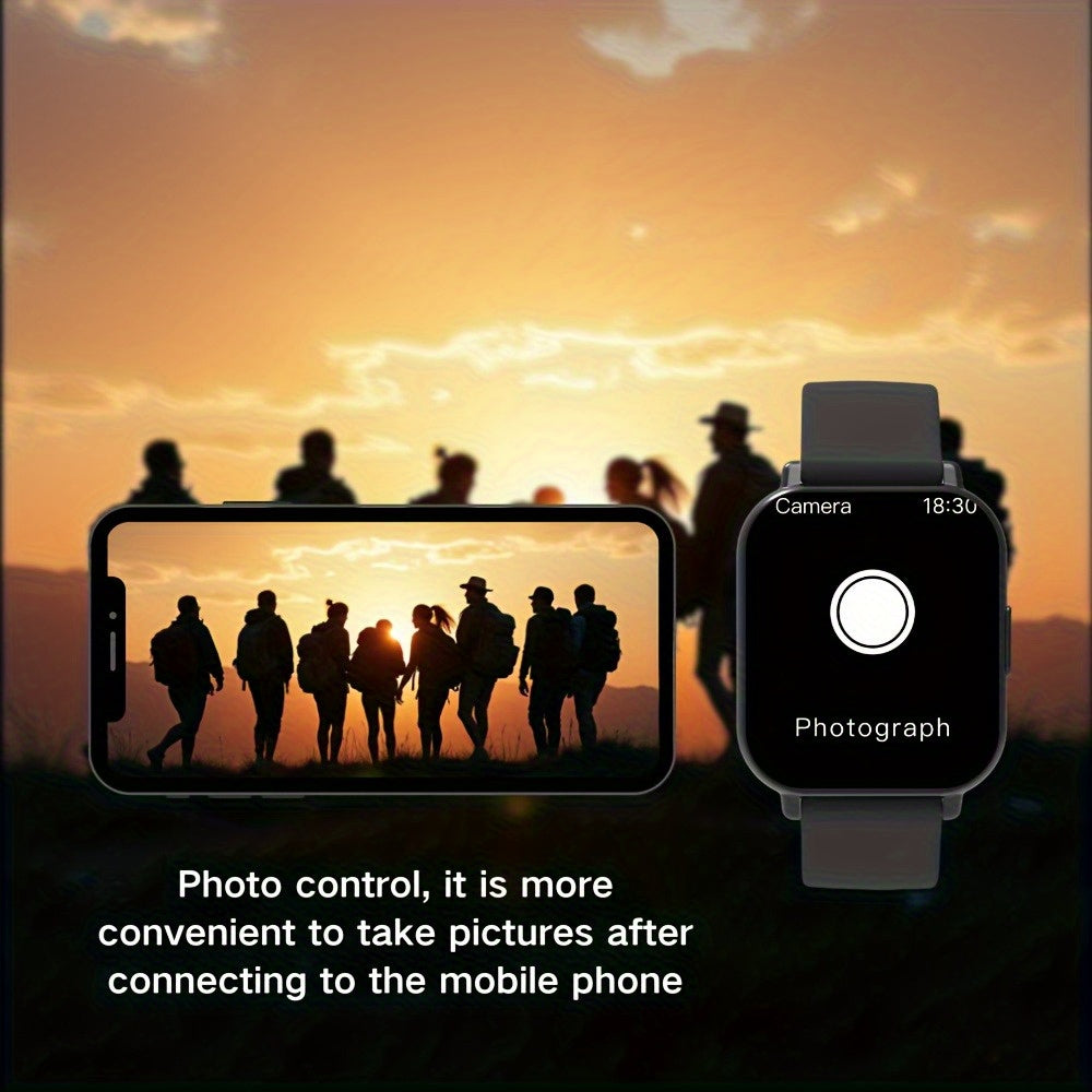 Ceas inteligent ZACHARYER cu ecran HD de 4,65 cm, apeluri wireless, moduri sport, reîncărcabil prin USB, compatibil cu iPhone/Android