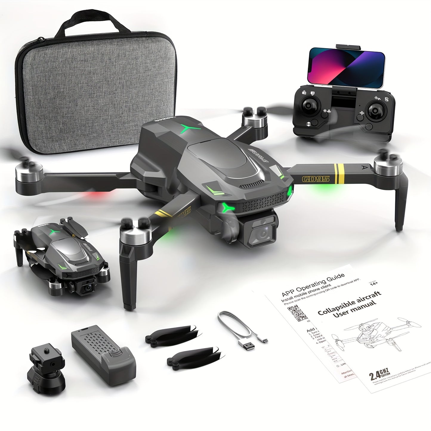 Drona Quadcopter GD95, Drona Pliabilă, Drona cu Cameră 480P, cu Selfie